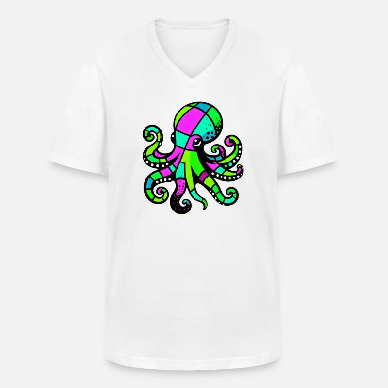 Krake - Männer-T-Shirt mit V-Ausschnitt - Weiß