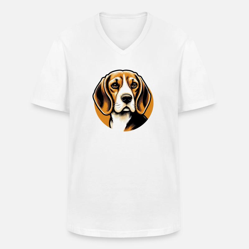 Beagle Hundekopf - Männer-T-Shirt mit V-Ausschnitt - Weiß