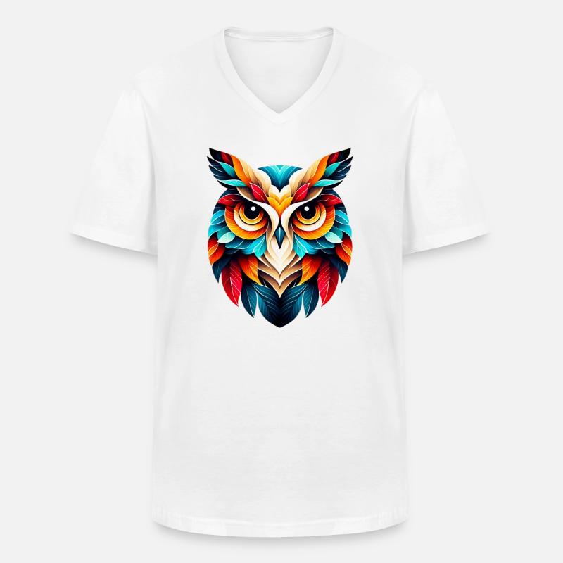 Eule - Männer-T-Shirt mit V-Ausschnitt - Weiß