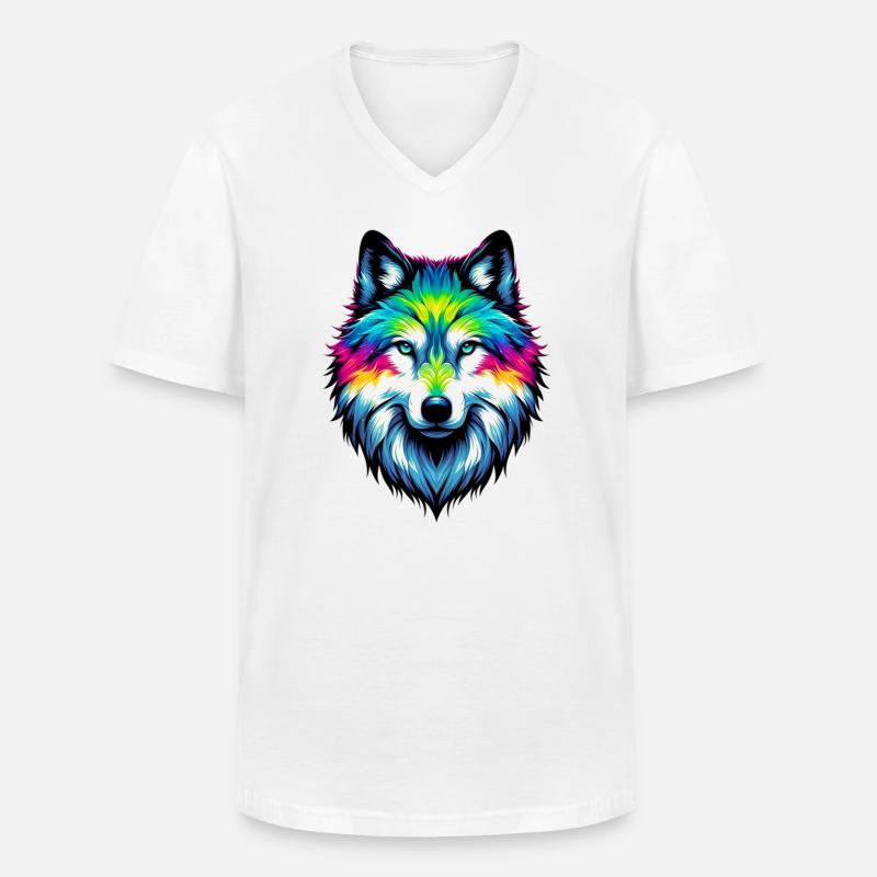Wolf - Männer-T-Shirt mit V-Ausschnitt - Weiß