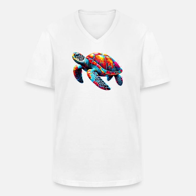 Schildkröte - Männer-T-Shirt mit V-Ausschnitt - Weiß