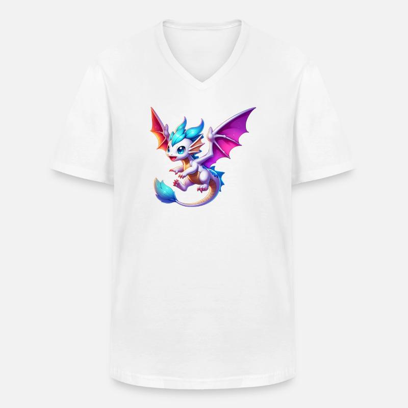 Drache - Männer-T-Shirt mit V-Ausschnitt - Weiß
