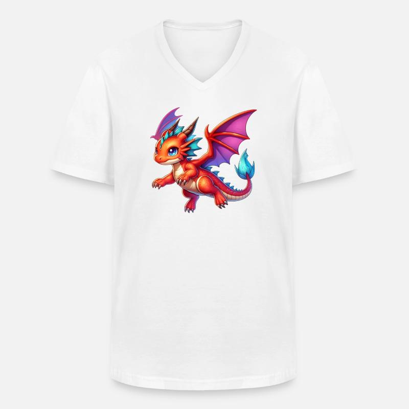 Drache - Männer-T-Shirt mit V-Ausschnitt - Weiß