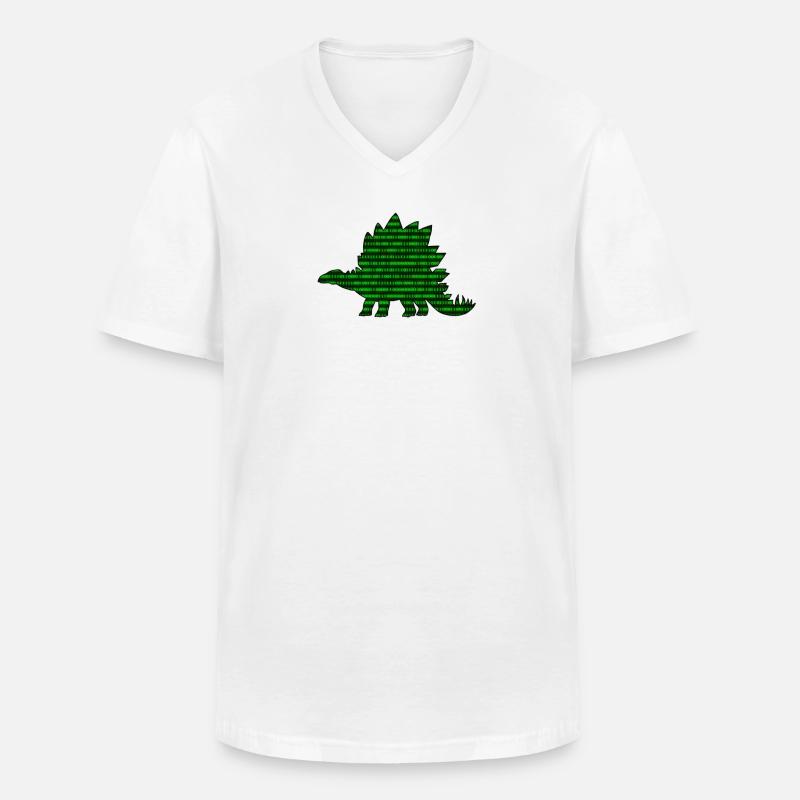 Digital Dinosaur - Männer-T-Shirt mit V-Ausschnitt - Weiß
