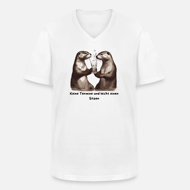 Otterfreunde Prost am Trinkglas - Männer-T-Shirt mit V-Ausschnitt - Weiß