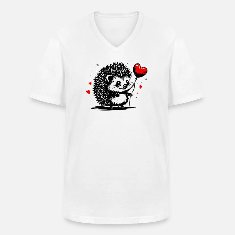 Igel mit Herz Luftballon - Heartful Creatures - Männer-T-Shirt mit V-Ausschnitt - Weiß