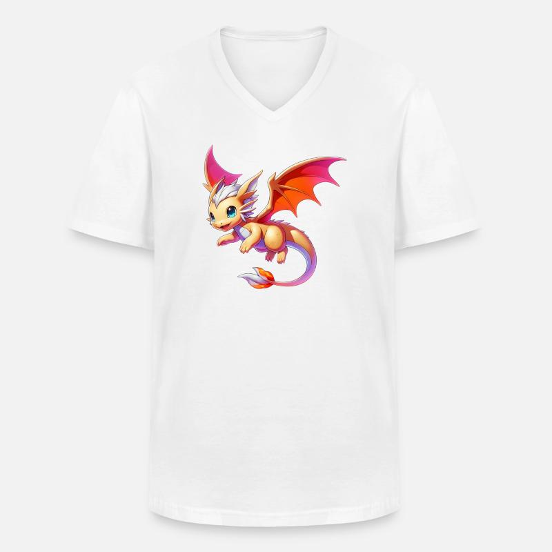 Drache - Männer-T-Shirt mit V-Ausschnitt - Weiß