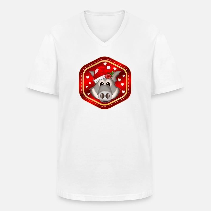 WEIHNACHTSGESCHENKE WILDSCHWEINE - Männer-T-Shirt mit V-Ausschnitt - Weiß