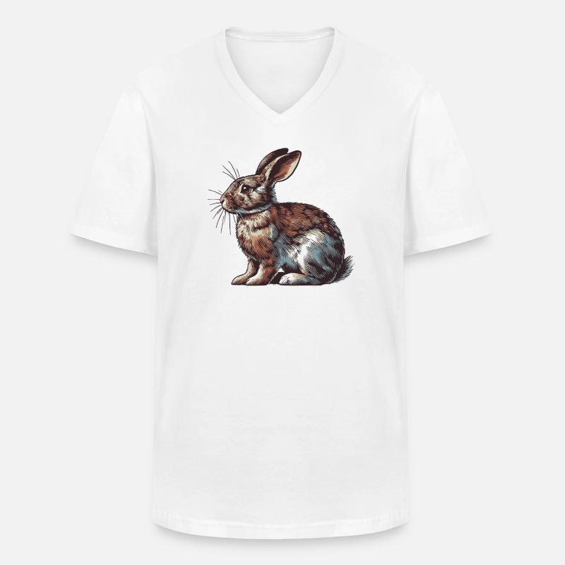 Hase - Männer-T-Shirt mit V-Ausschnitt - Weiß
