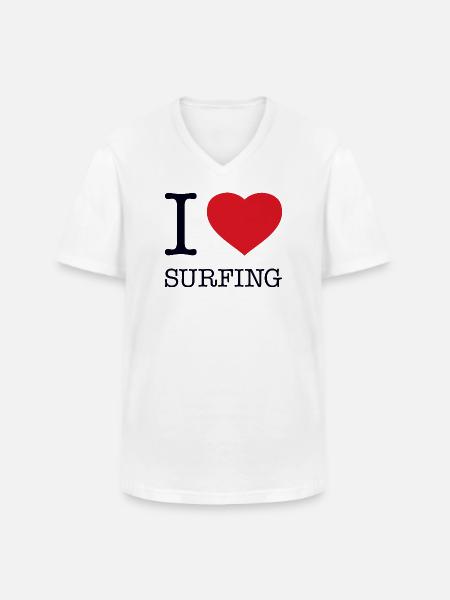 J’ADORE LE SURF - T-shirt col V Homme - blanc