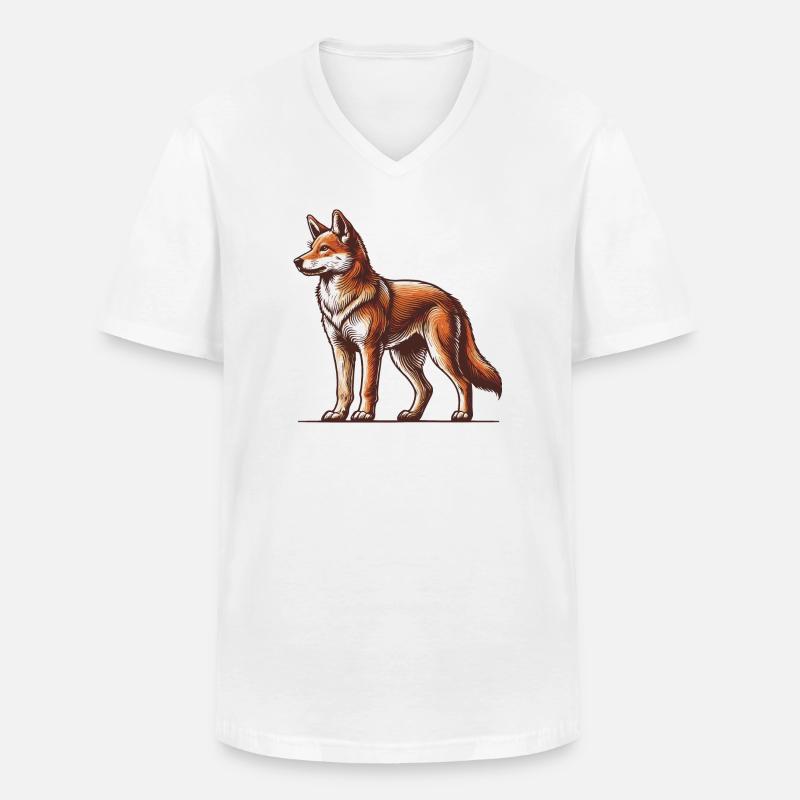 Dingo - Männer-T-Shirt mit V-Ausschnitt - Weiß