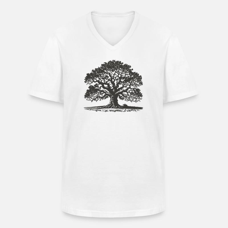 Eiche - Männer-T-Shirt mit V-Ausschnitt - Weiß