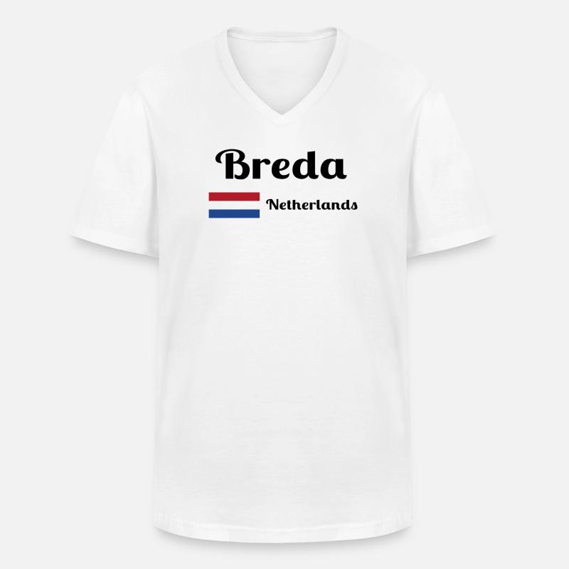 Breda Niederlande - Stilvolle Drucke - Männer-T-Shirt mit V-Ausschnitt - Weiß