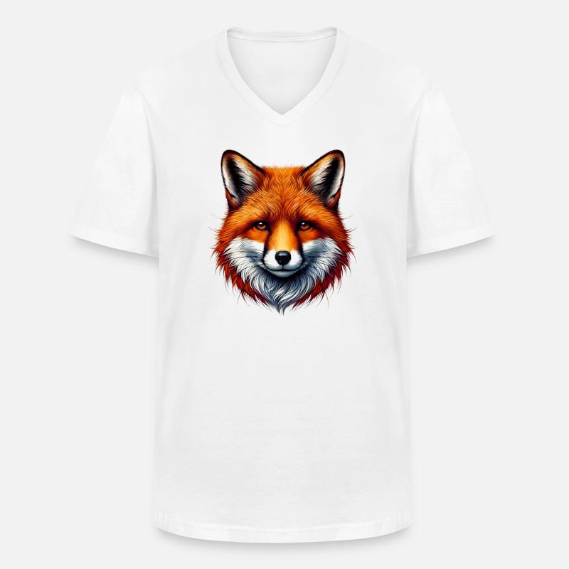 Fuchs - Männer-T-Shirt mit V-Ausschnitt - Weiß