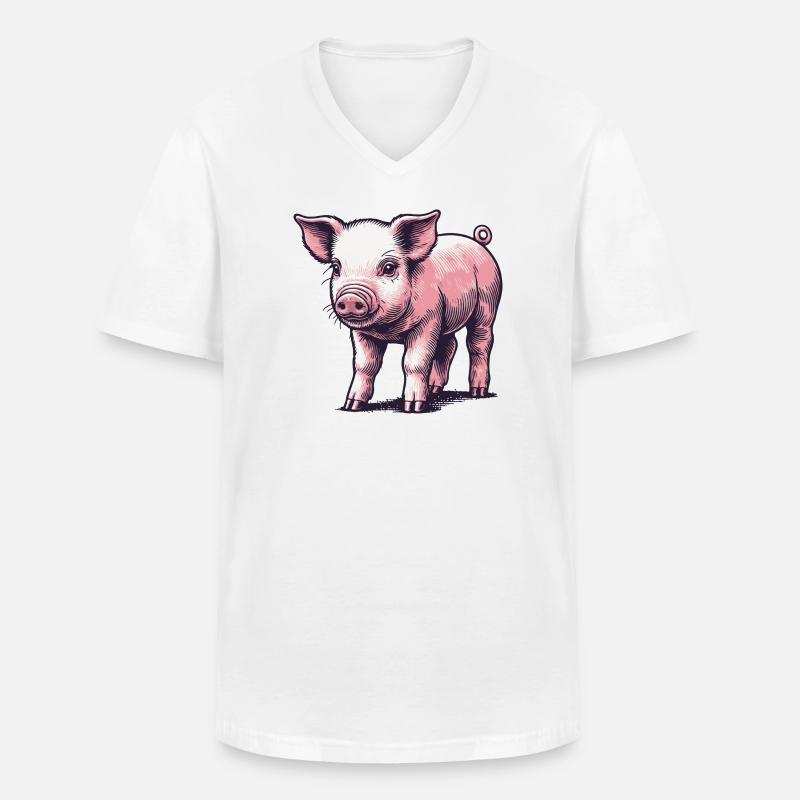 Ferkel - Männer-T-Shirt mit V-Ausschnitt - Weiß