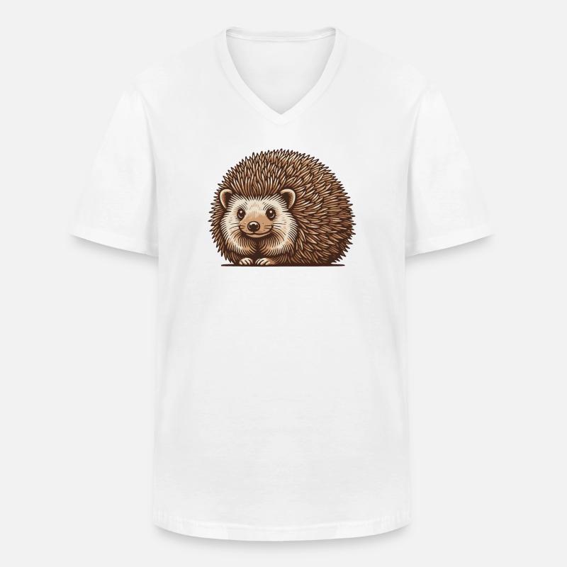 Hérisson - T-shirt col V Homme - blanc