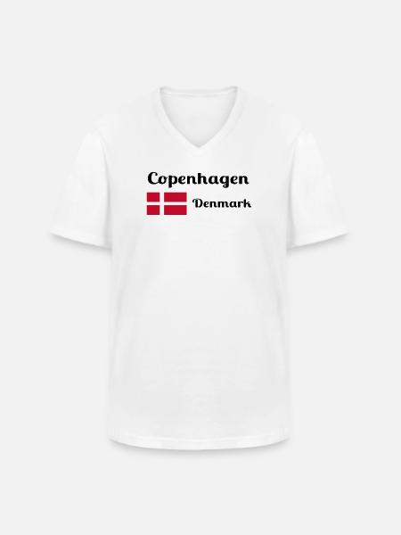 Copenhagen Denmark - Stilfulde prints - Klassisk herre T-shirt med V-udskæring - hvid