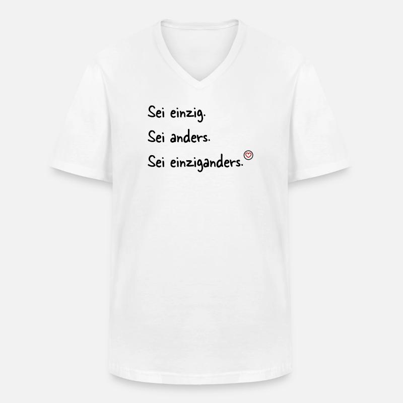 Sei einziganders - Männer-T-Shirt mit V-Ausschnitt - Weiß