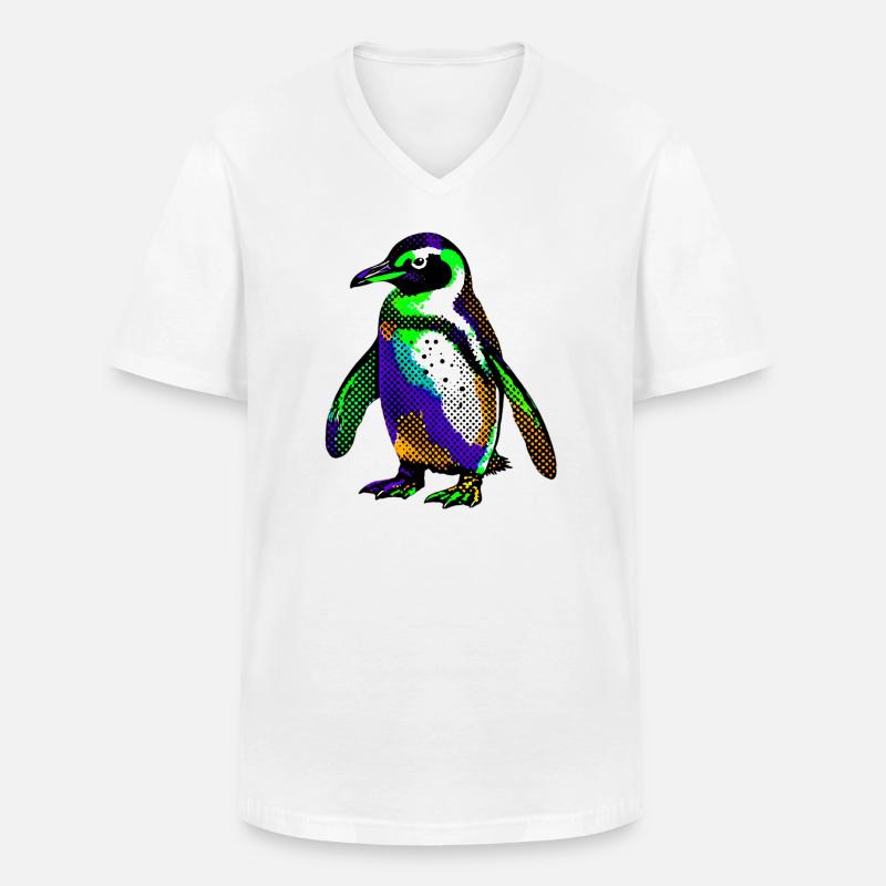 Pinguin - Männer-T-Shirt mit V-Ausschnitt - Weiß