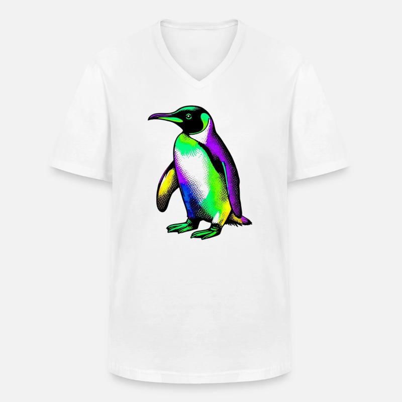 Pinguin - Männer-T-Shirt mit V-Ausschnitt - Weiß