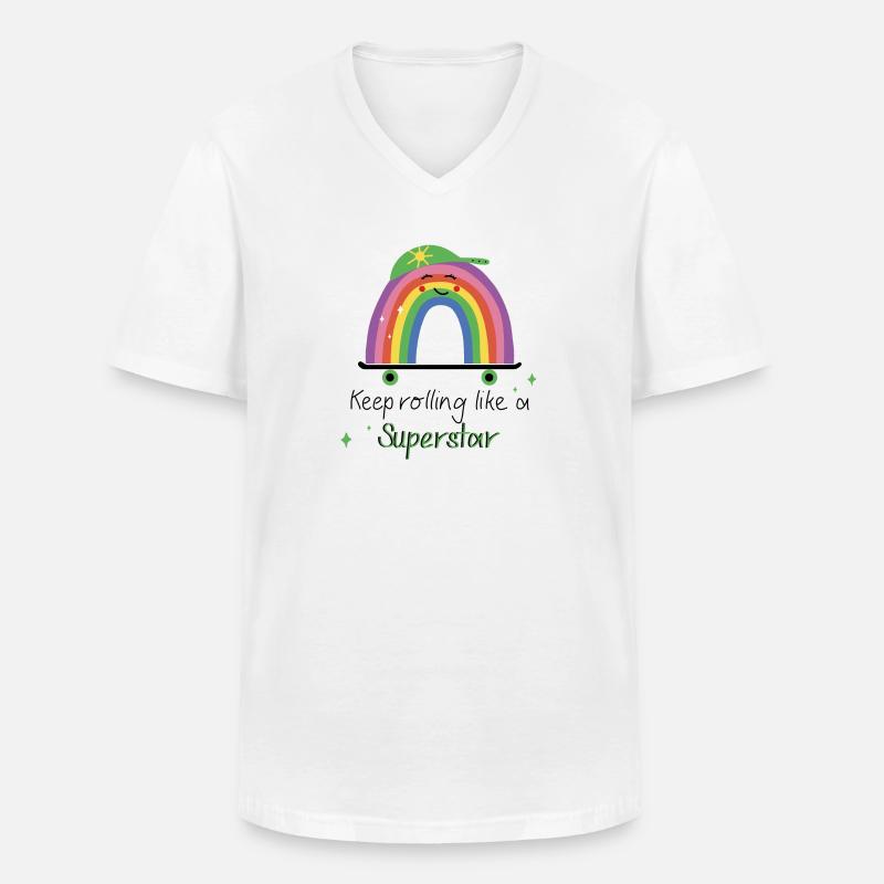 Continua a rotolare come una superstar - Rainbow Skate - Maglietta da uomo classica con scollo a V - bianco