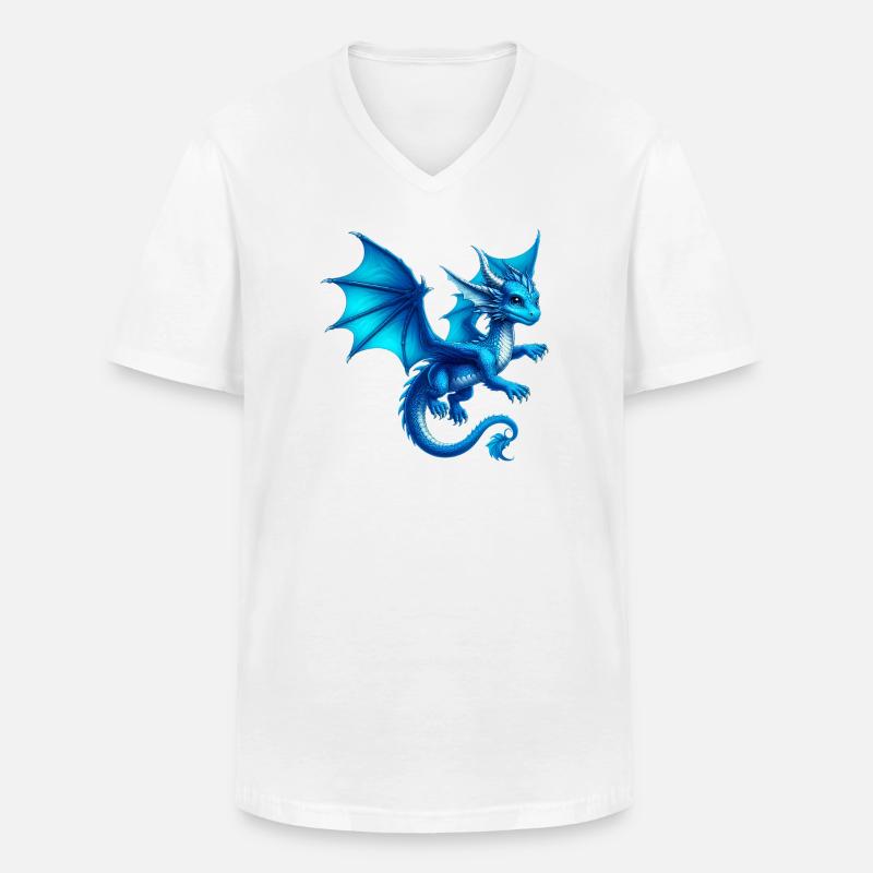 Drache - Männer-T-Shirt mit V-Ausschnitt - Weiß