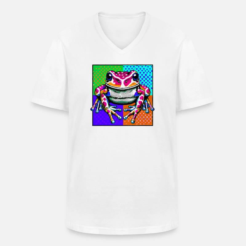 Frosch - Männer-T-Shirt mit V-Ausschnitt - Weiß