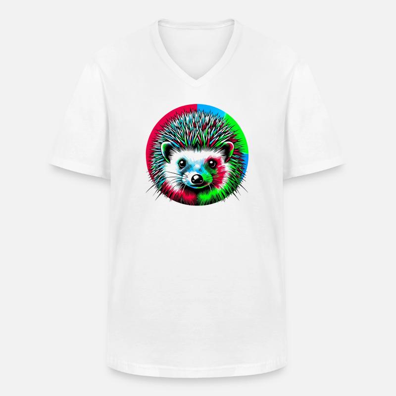 Igel - Männer-T-Shirt mit V-Ausschnitt - Weiß