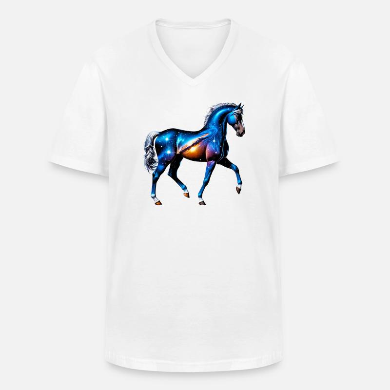 Pferd - Männer-T-Shirt mit V-Ausschnitt - Weiß