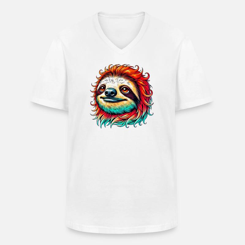 Faultier - Männer-T-Shirt mit V-Ausschnitt - Weiß