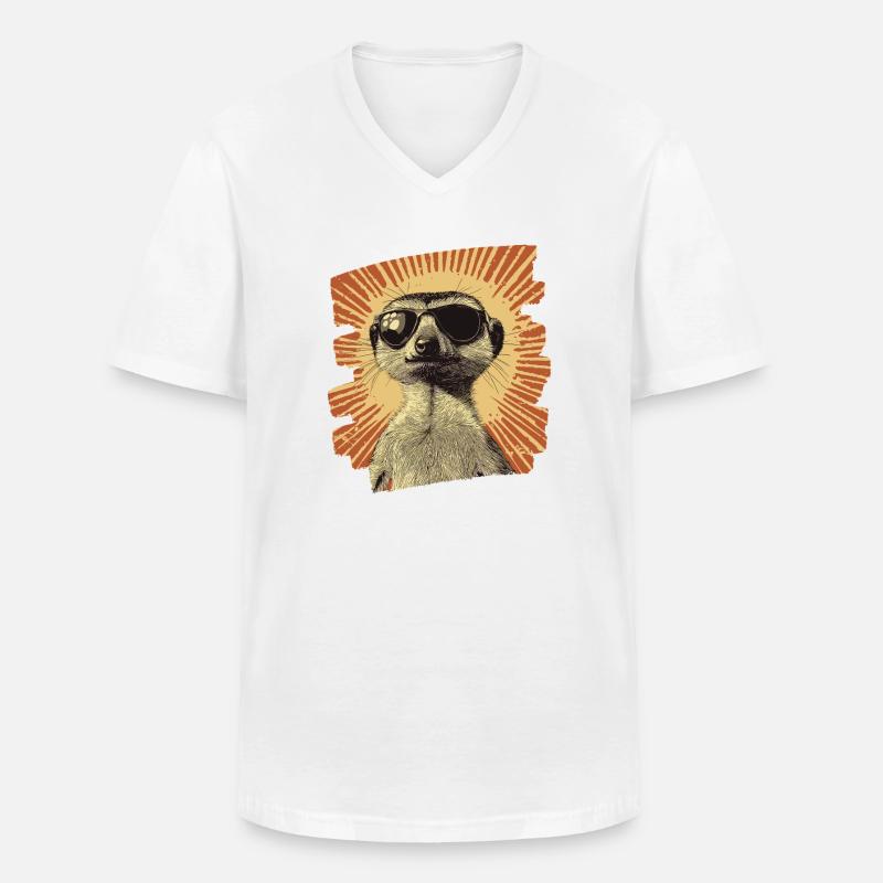 Erdmännchen Retro - Männer-T-Shirt mit V-Ausschnitt - Weiß