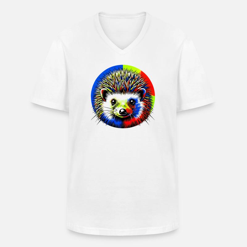 Igel - Männer-T-Shirt mit V-Ausschnitt - Weiß