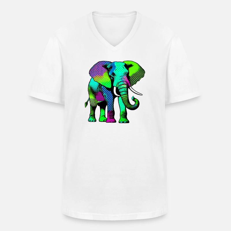 Elefant - Männer-T-Shirt mit V-Ausschnitt - Weiß