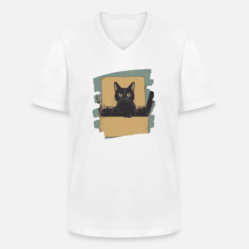 Katze in Karton Box Retro - Männer-T-Shirt mit V-Ausschnitt - Weiß