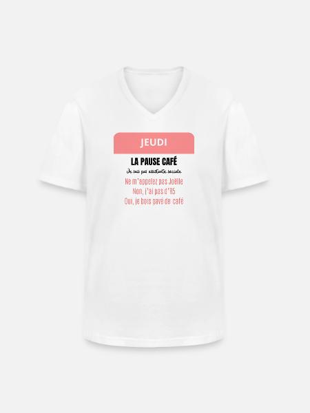 La pause café - Je suis pas assistante sociale - T-shirt col V Homme - blanc