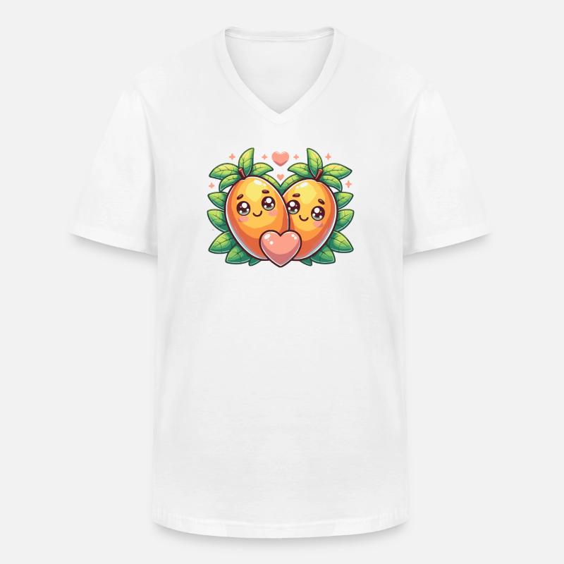 Süßes Mango Design - Paar Geschenk - Männer-T-Shirt mit V-Ausschnitt - Weiß