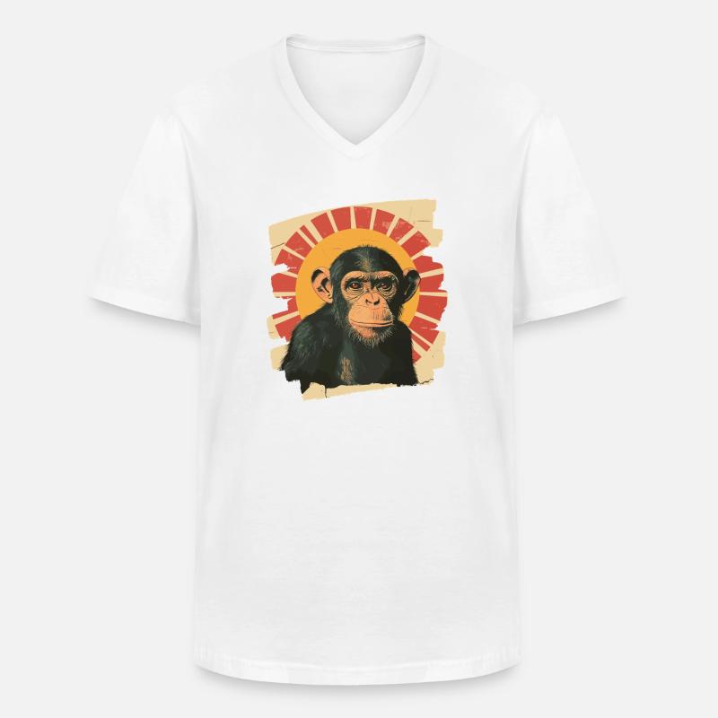 Affe Retro - Männer-T-Shirt mit V-Ausschnitt - Weiß