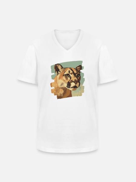 Lion from mountain Retro - Men's V-Neck T-Shirt - white