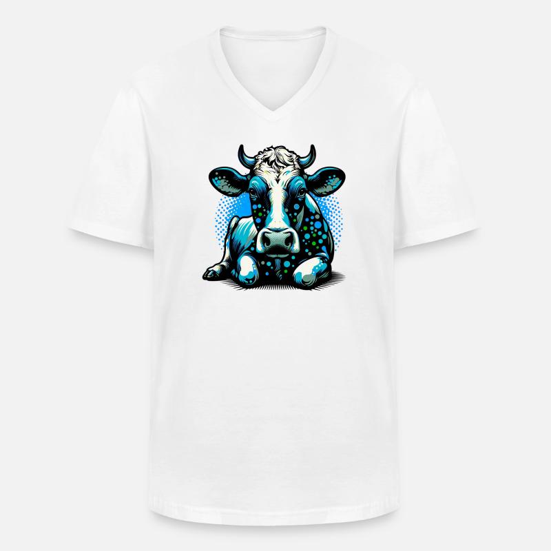 Kuh - Männer-T-Shirt mit V-Ausschnitt - Weiß