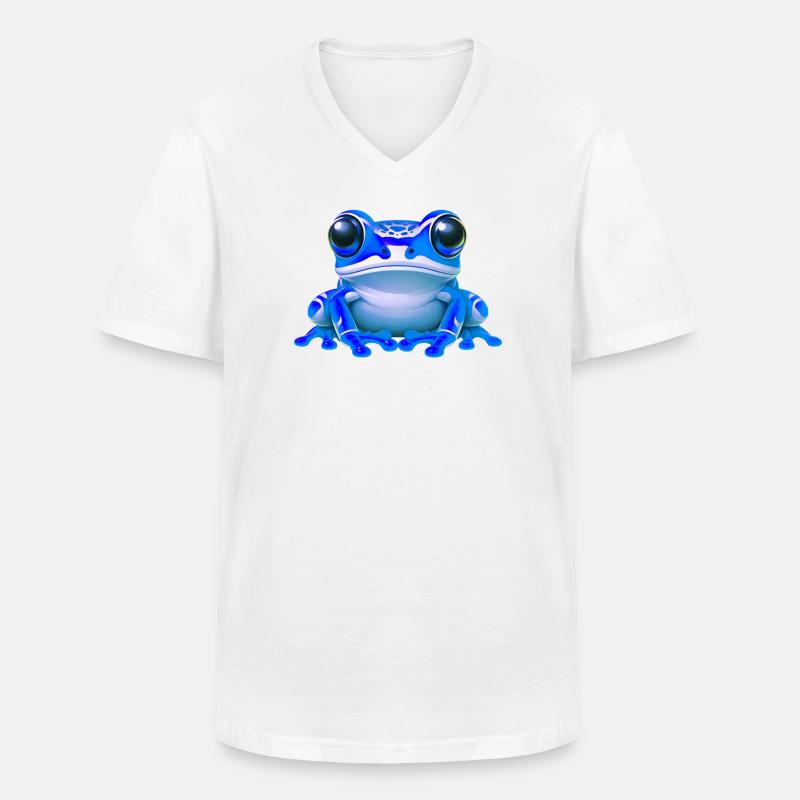Frosch - Männer-T-Shirt mit V-Ausschnitt - Weiß
