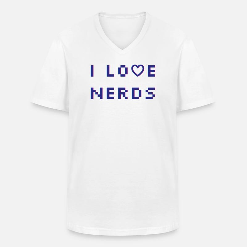 I love Nerds - Männer-T-Shirt mit V-Ausschnitt - Weiß