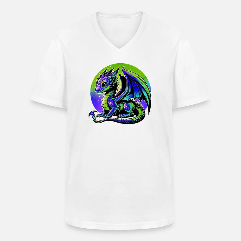 Drache - Männer-T-Shirt mit V-Ausschnitt - Weiß