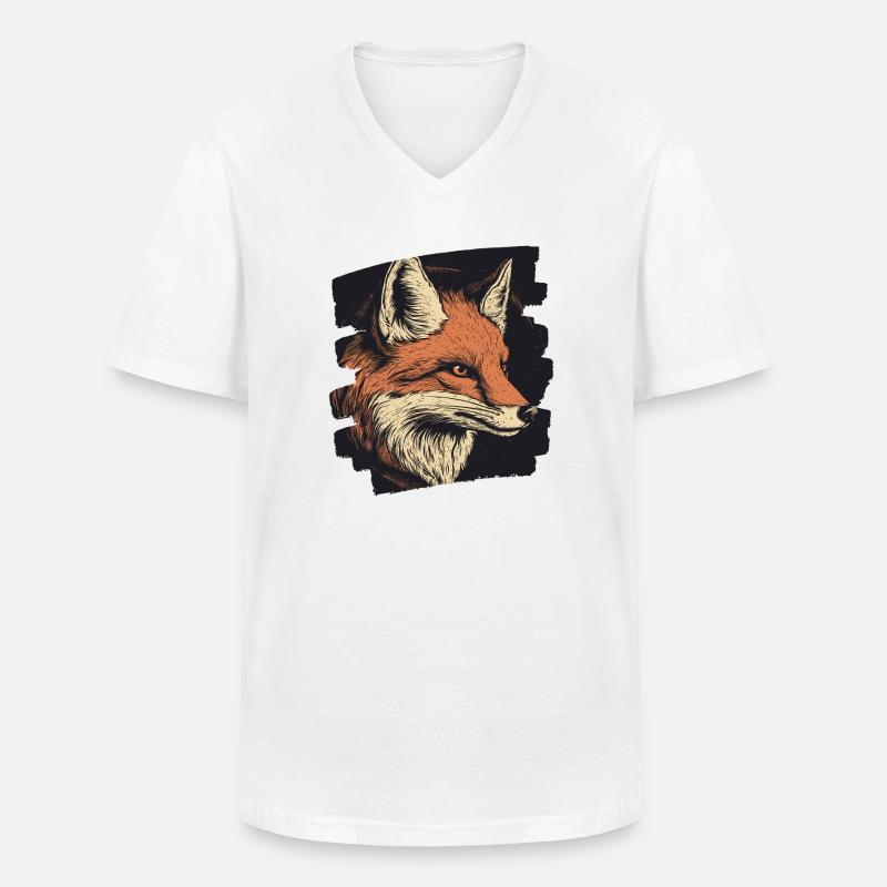 Fuchs - Männer-T-Shirt mit V-Ausschnitt - Weiß