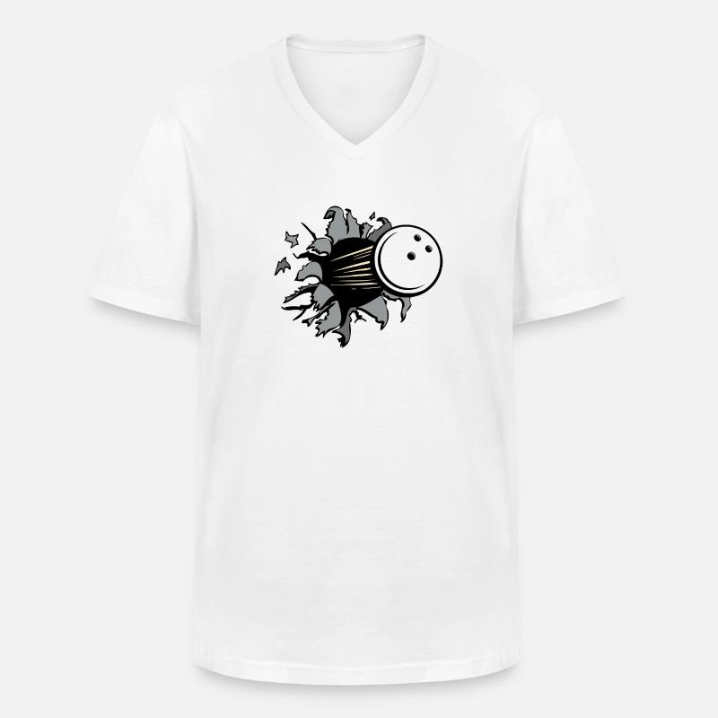 Kollision Bowlingball Durchbruch - Männer-T-Shirt mit V-Ausschnitt - Weiß