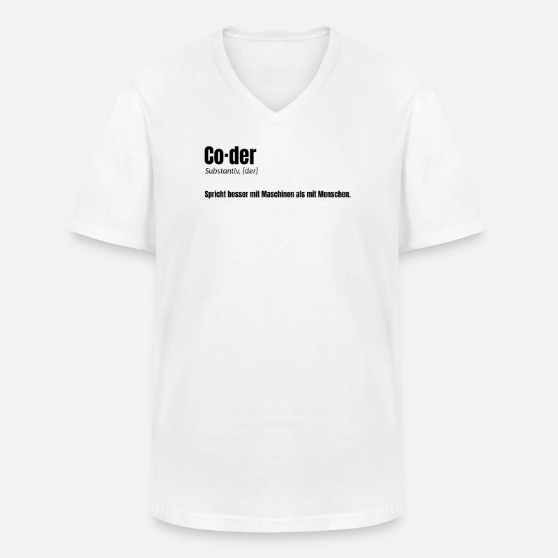 Coder - witziges Design für Entwickler - Männer-T-Shirt mit V-Ausschnitt - Weiß