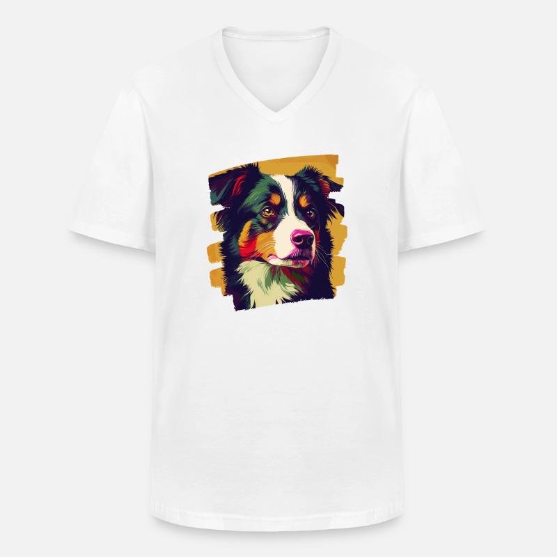 Australian Shepherd - Männer-T-Shirt mit V-Ausschnitt - Weiß