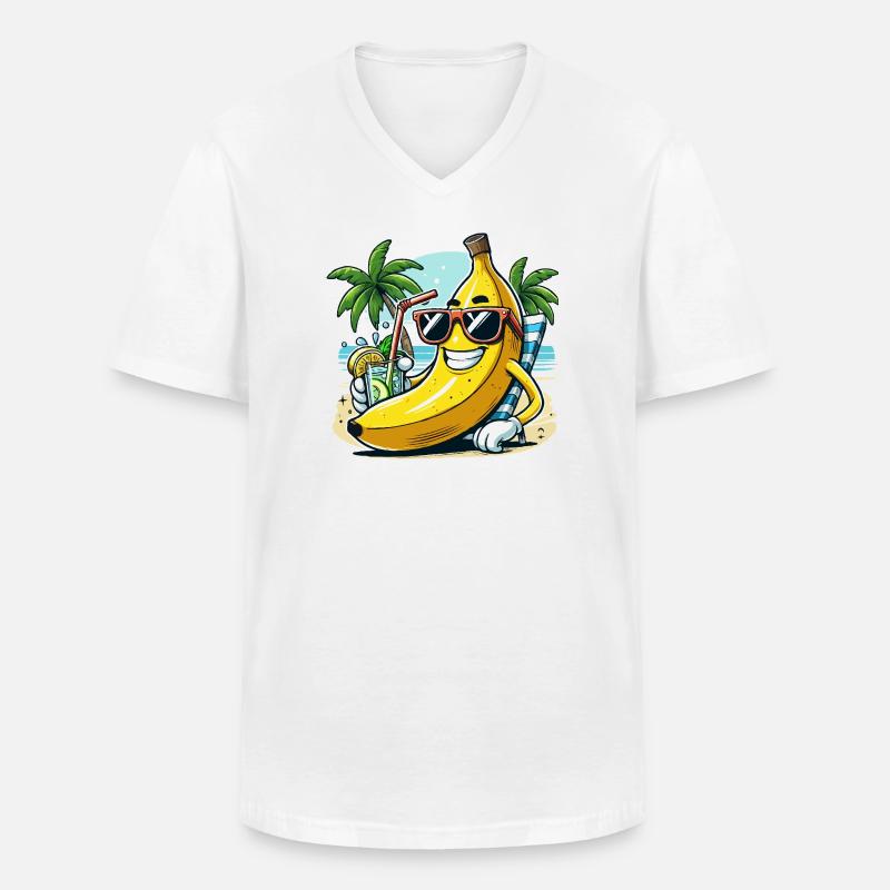 Entspannte Banane - Männer-T-Shirt mit V-Ausschnitt - Weiß