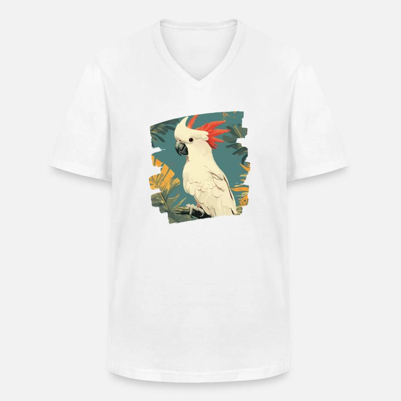Kakadu - Männer-T-Shirt mit V-Ausschnitt - Weiß