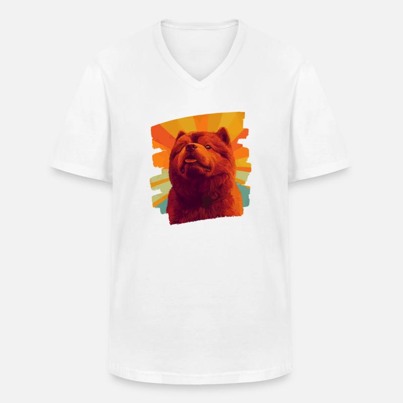 Chow Chow - Männer-T-Shirt mit V-Ausschnitt - Weiß