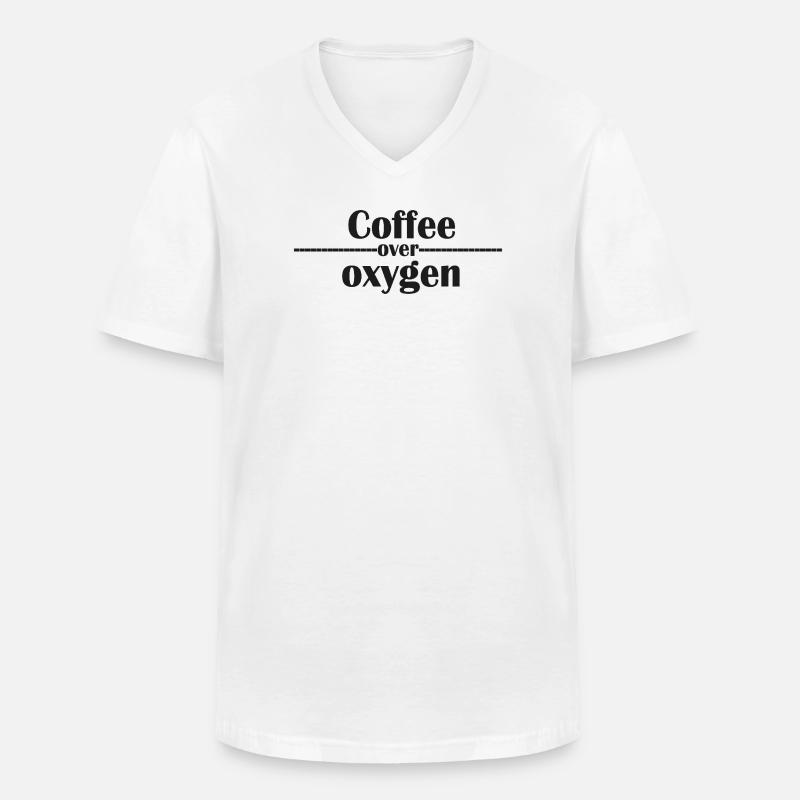 Coffee Over Oxygen Typography - Men's V-Neck T-Shirt - white
